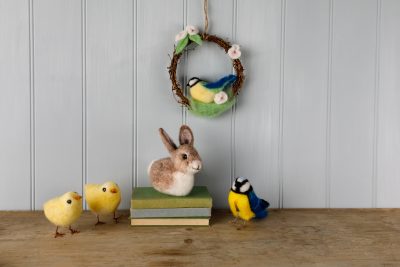 An Easter display of soft craft kits